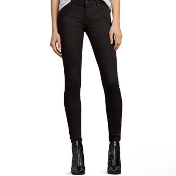 ALLSAINTS Mast Skinny Jeans in Jet Black - Picture 8 of 10